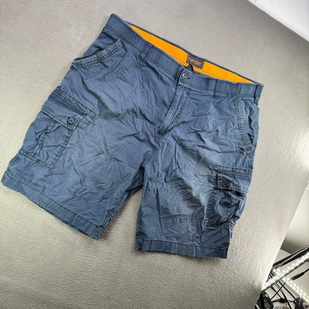 Wear First Cargo Shorts Men 42 Blue Ripstop Stretch Casual Outdoor Utility